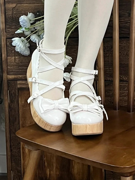 Sweet Crisscross at Bow White Design - Wedge Top Platforms