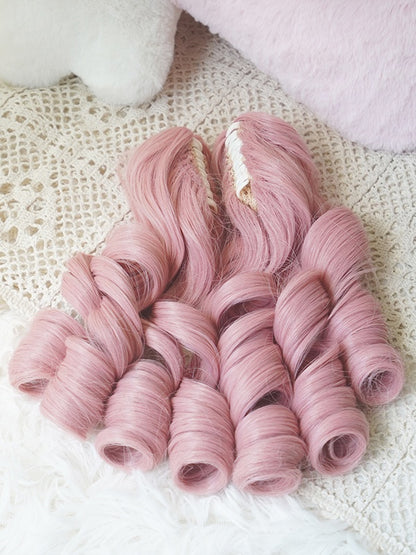 White/Pink Roman Curly Ponytail Claw Clips