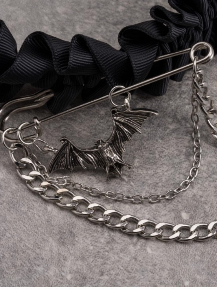 KC And Ruffle Black Trim With Pin Bat Cross