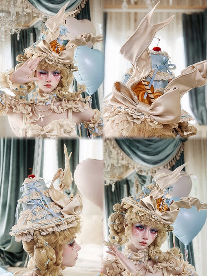 Cake Hat Decorated with Cherries, Cookies, Lace & Bow Accents - Blood Supply