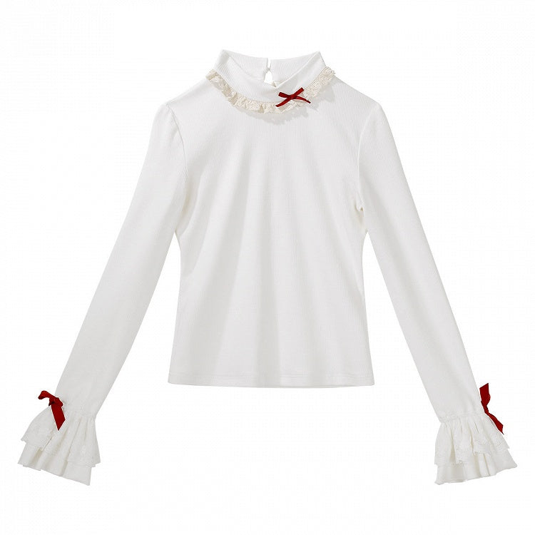 Ears Red Knitted Cape Skirt JSK - Sweet Lolita Dress Winter + Bunny Set Bear-Themed Top Short White