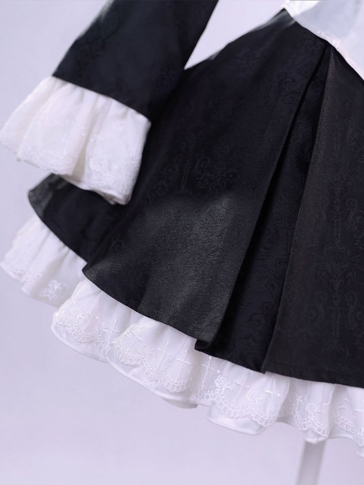Meine kleine Schwester kann nicht dieses süße weiße Oberteil + schwarzer Mantel + Rock im Lolita-Stil sein.