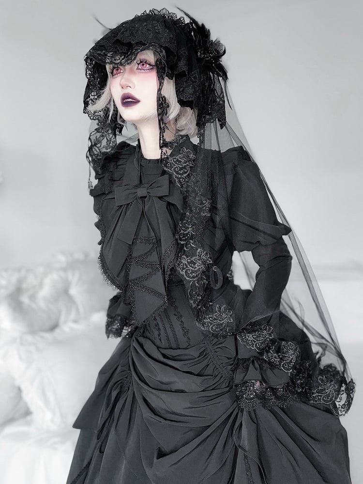 Tie Black Gothic Jabot Lolita