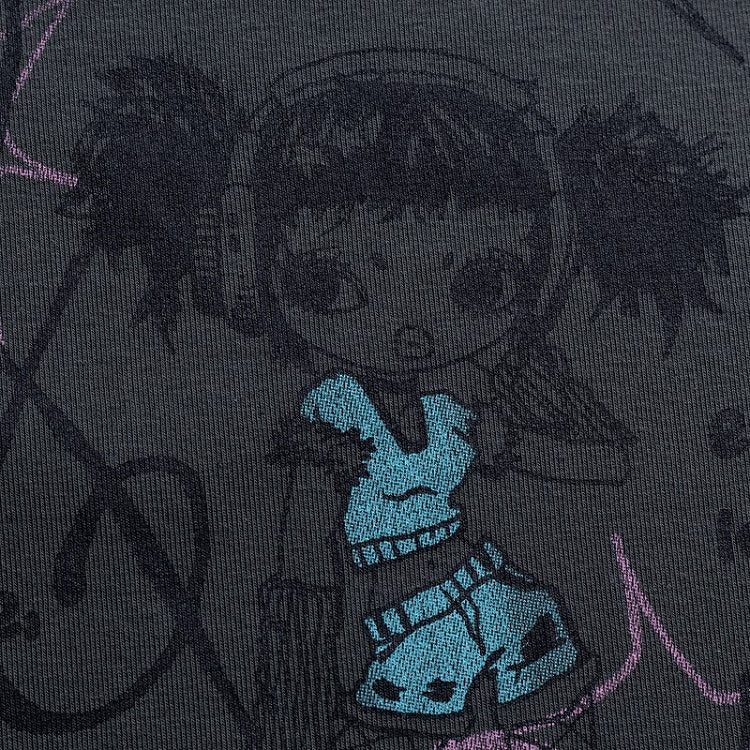 Black Slim-Fit Cartoon Musical Graphic with Notation T-shirt: