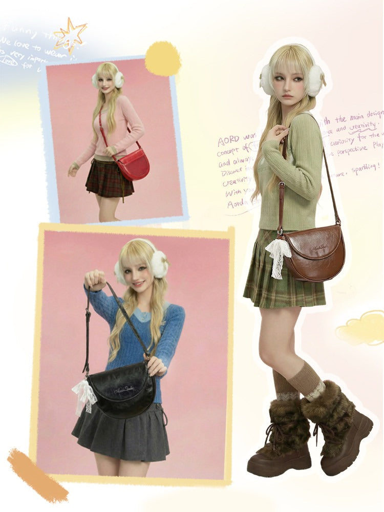 3 Colors PU Ita Shoulder Bag with Transparent Window - Aorda