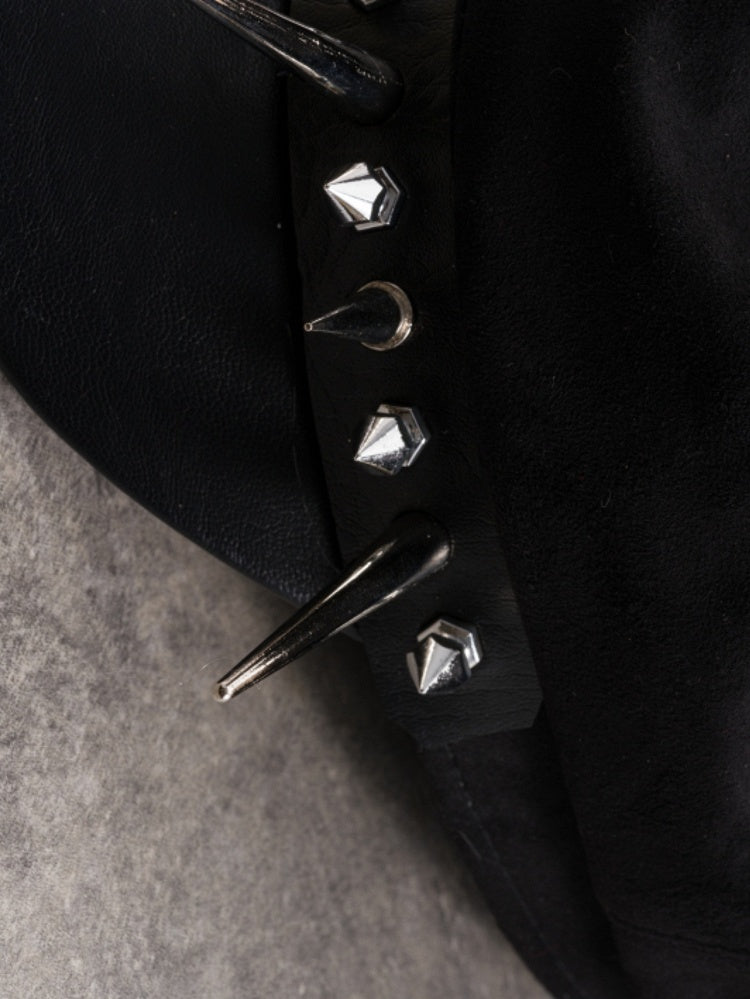 Details Hut Nieten Gothic Schwarze Baskenmütze
