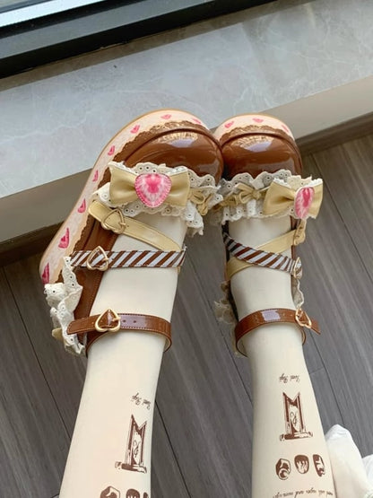 Shoes Chocolate Platform Cake Jane Lolita Strawberry Mary Brown Sweet