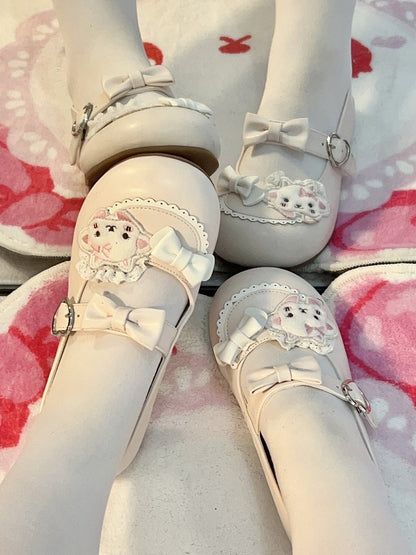 Bow Pink Sheep Accents Sweet Flats Black Lolita Theme with