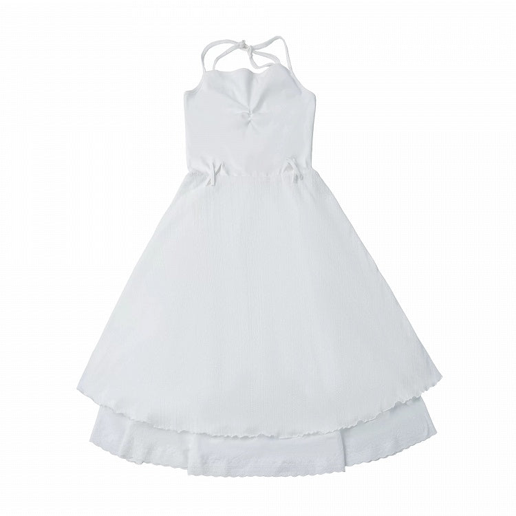 Double-Layer Slip Dress in White (Long Version) - PINK SAVIOR