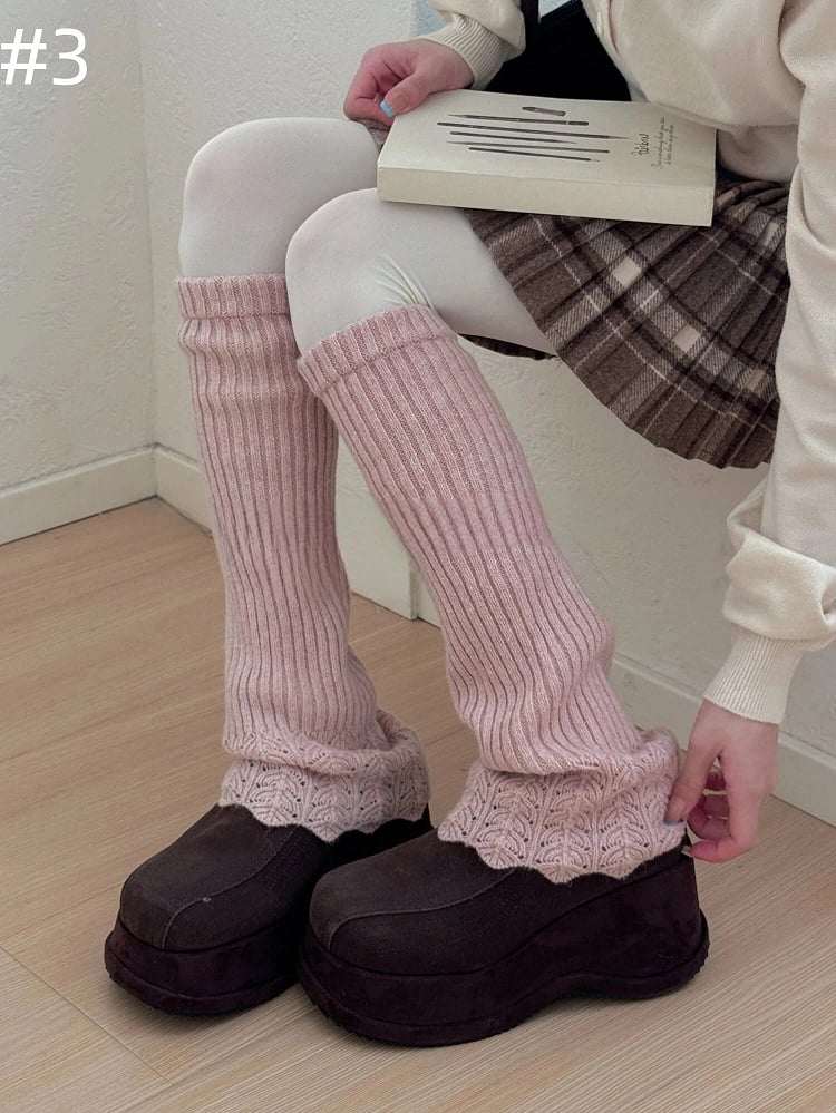 Ruffled Colors) Textured Leg (Multiple Warmers Knit