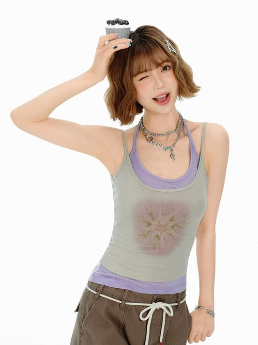 Vintage Style Two-Piece Top with Floral Embroidery - Girlyhalo