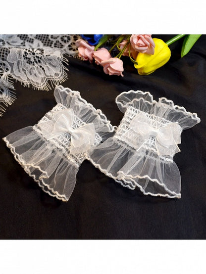 Sheer Wrist Cuffs with Bow Detail - Mr. Cat