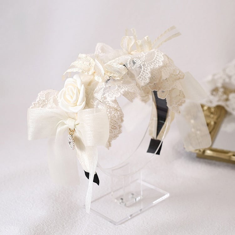 Lace KC Beige Bows Roses With Vintage Tonal Elegant and