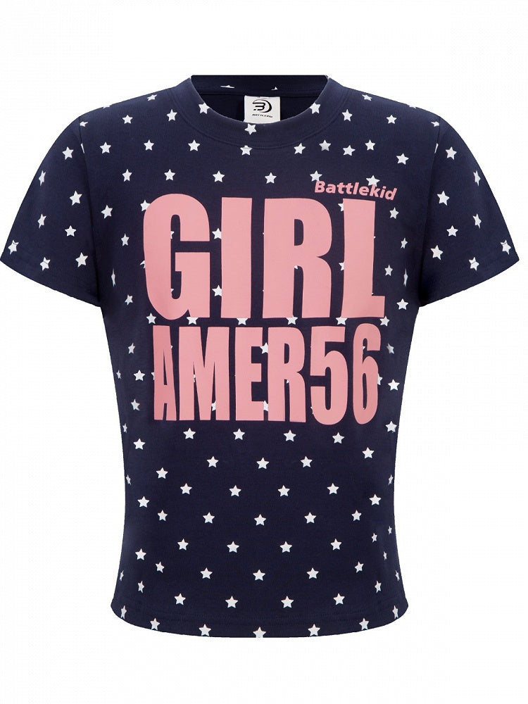 Star Letter Print Navy Pink Tee - Languid Park