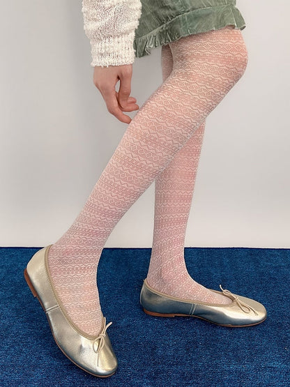 Lace Sheer Knit Textured Pantyhose