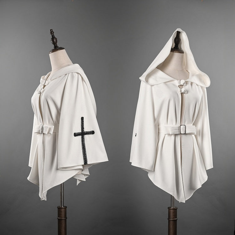 White Gothic Nun Lolita Hooded Cape Coat