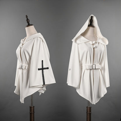 White Gothic Nun Lolita Hooded Cape Coat