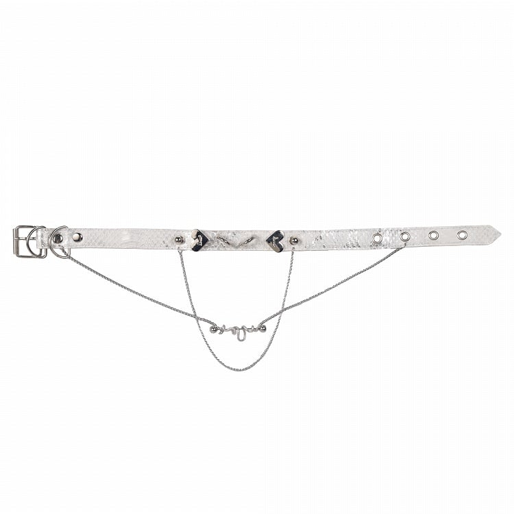 and Punk Heart-shaped Decorated White Choker Snake