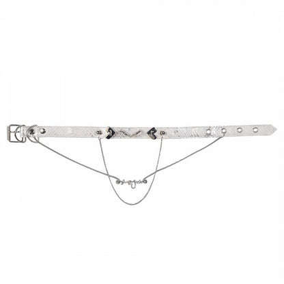 and Punk Heart-shaped Decorated White Choker Snake