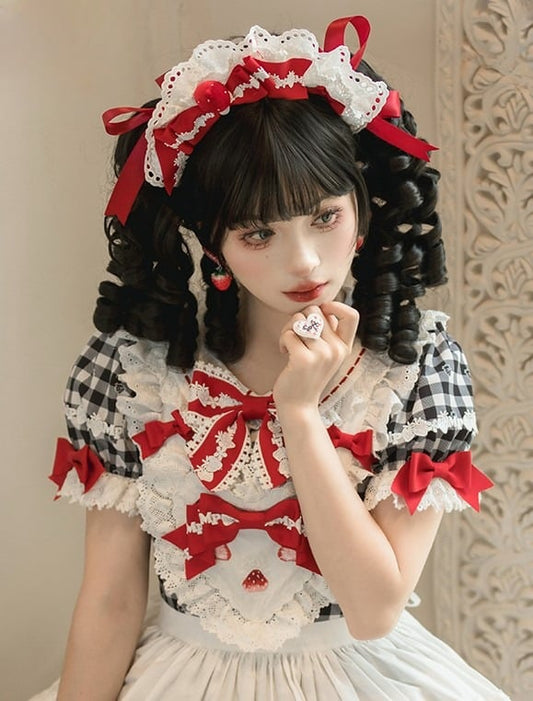 Strawberry Black Lolita Red/Pink/Red and Bow KC Accent with