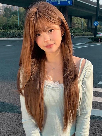 Gerader Pony mit Perückenlänge Air Brown 73CM