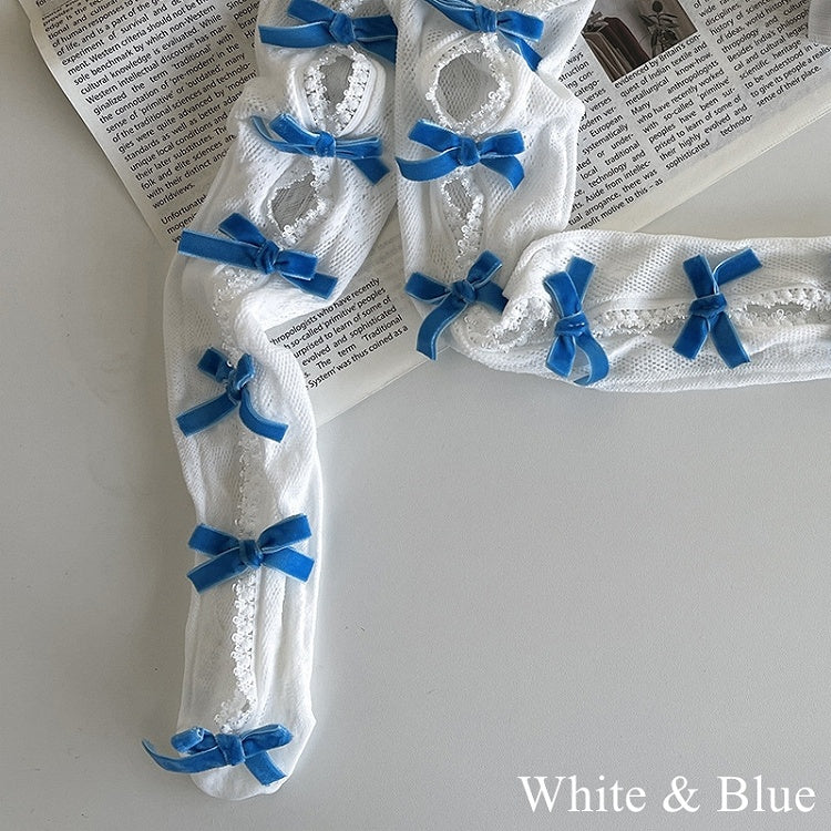 Floral Color Underknee with Options Design Bowknot Pattern 19 Cut-out Stockings