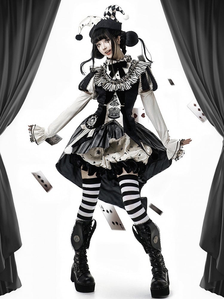 Komplettes Lolita Circus Ärmel Set in Schwarz – Vibes Sweet und Puff White