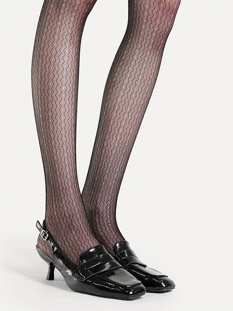Wave Pattern Opaque Tights, 4 Colors - ModaSwings