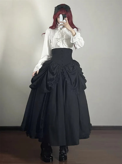 Korsett mit hoher Taille und Stäbchen, Aristokrat, viktorianischer Rock, Gürtel, Gothic, Schwarz, Lolita