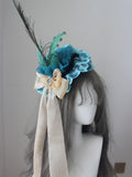 Mini Rhinestone Blue Decorated Bowknot Version Peacock Hat Design Feather Gorgeous