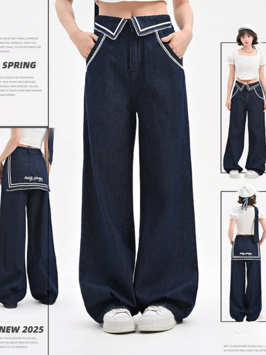 Weite Jeans Navycore Denim Taille Blau Niedrig