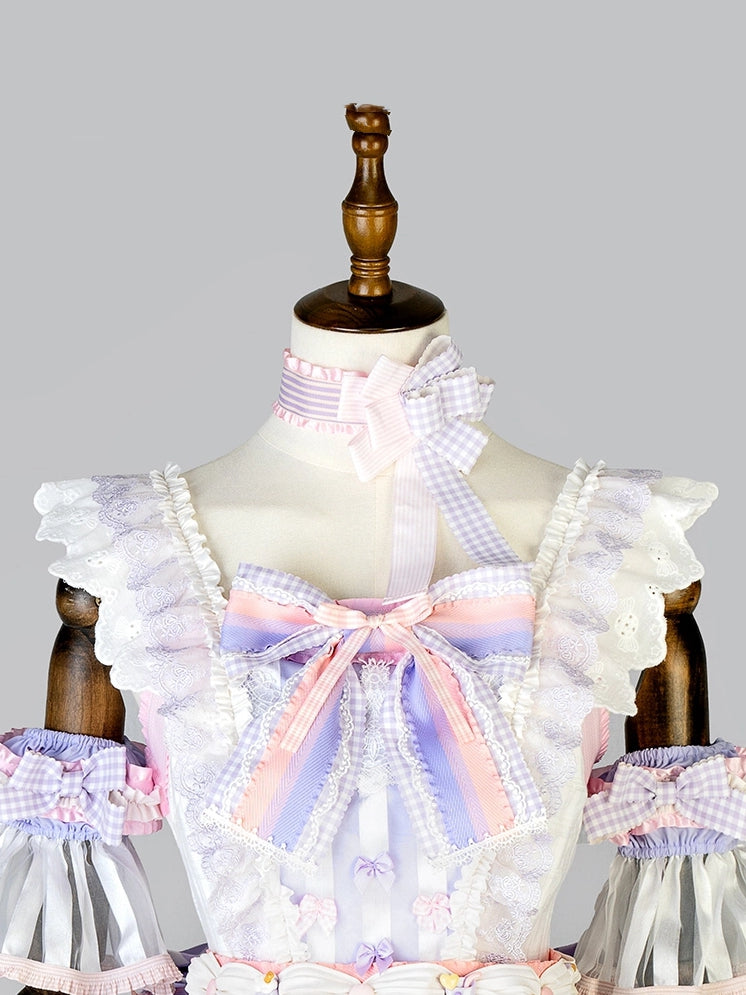Muster Choker Plaid Bowknot und Streifen