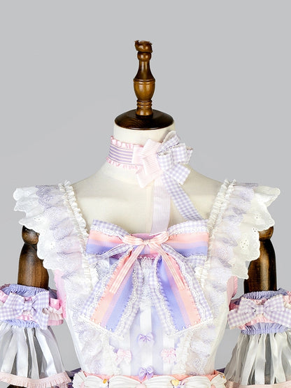 Muster Choker Plaid Bowknot und Streifen