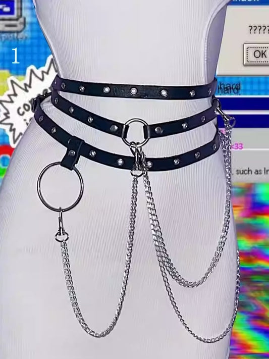 Options 2 Chain Y2K Charm Belt Black Waist
