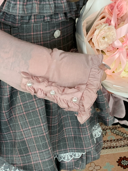 Soft Pink Blouse with Front Opening and Ruffled Cuffs - Hard Candy
