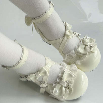 Bow Janes - Mary Accents Mid-heel in PU White
