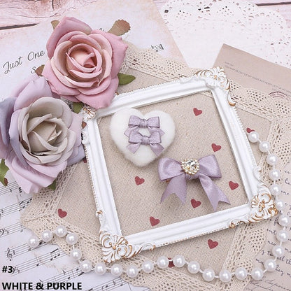 Jirai Plush Heart 10 Options Kei Color Bowknot Hairclips