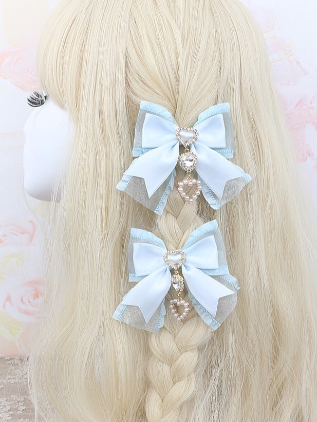 6 Heart Hairclip Options Kei Jirai Color Bowknot Charm
