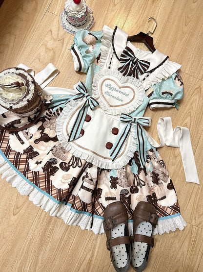 Heart-shaped Creamy Flutter Straps Bodice Lolita Sweet Apron