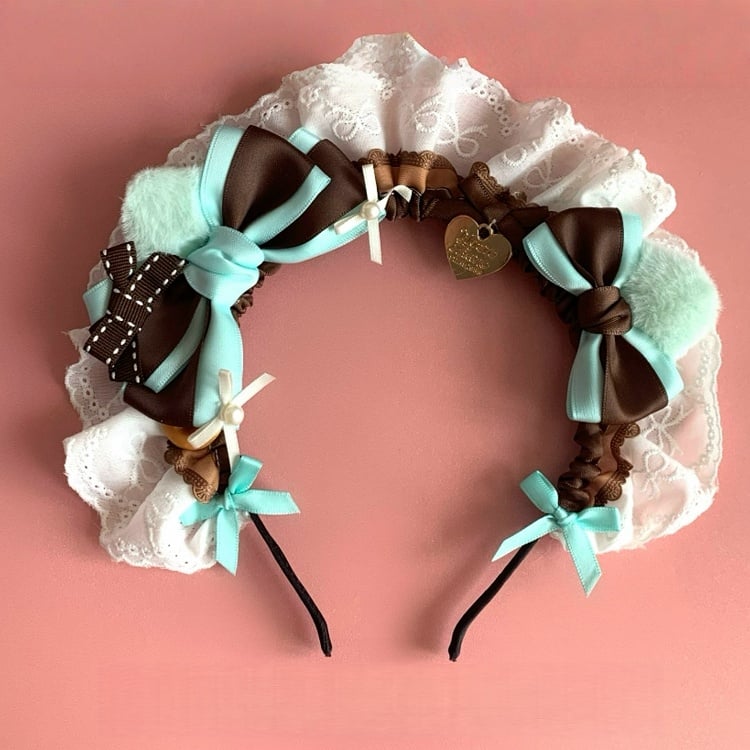 Bowknot KC Mint Sweet Chocolate Cat Maid Ear Cute