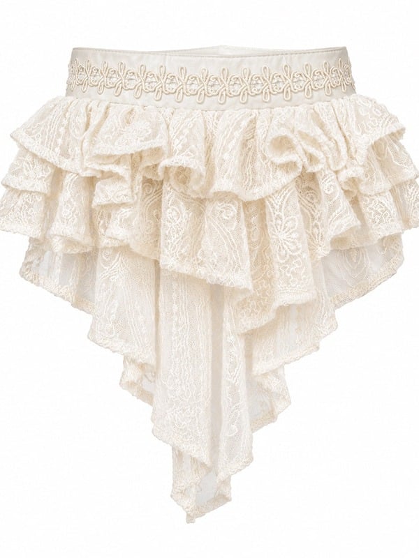 Apricot Multi-Layered Lace Ruffle Neck Accessory Adornment - NO ROMANCE