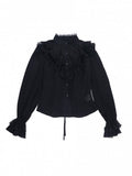 Long Cuffed Lace with Blouse Floral Gothic Embroidery Cutout Black Sleeves Sleeve