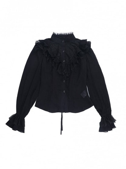 Long Cuffed Lace with Blouse Floral Gothic Embroidery Cutout Black Sleeves Sleeve