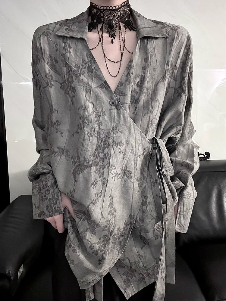 Cheongsam Shirt - Long Belt Sleeve Style Self-tie
