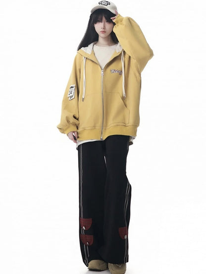 with Red Patchwork Straight-leg Detail Black Pants Plaid