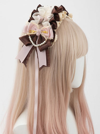 Lace Brown Lolita Dessert Hairband Sweet Pink