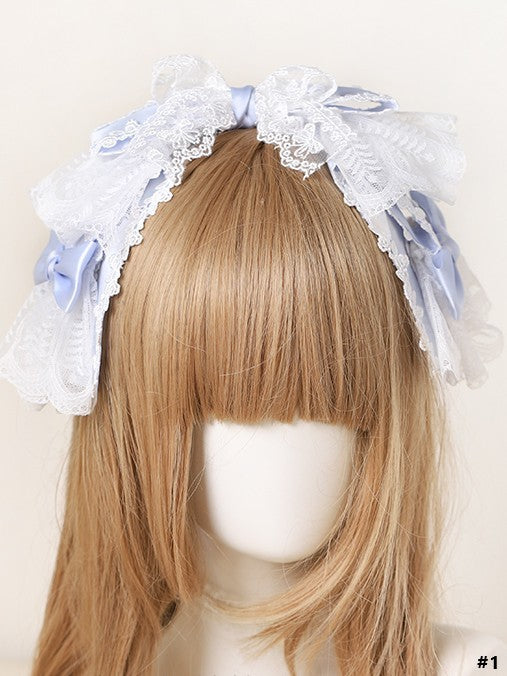 KC Lolita Light Bow/Lace Blue Bowknot Satin Sweet