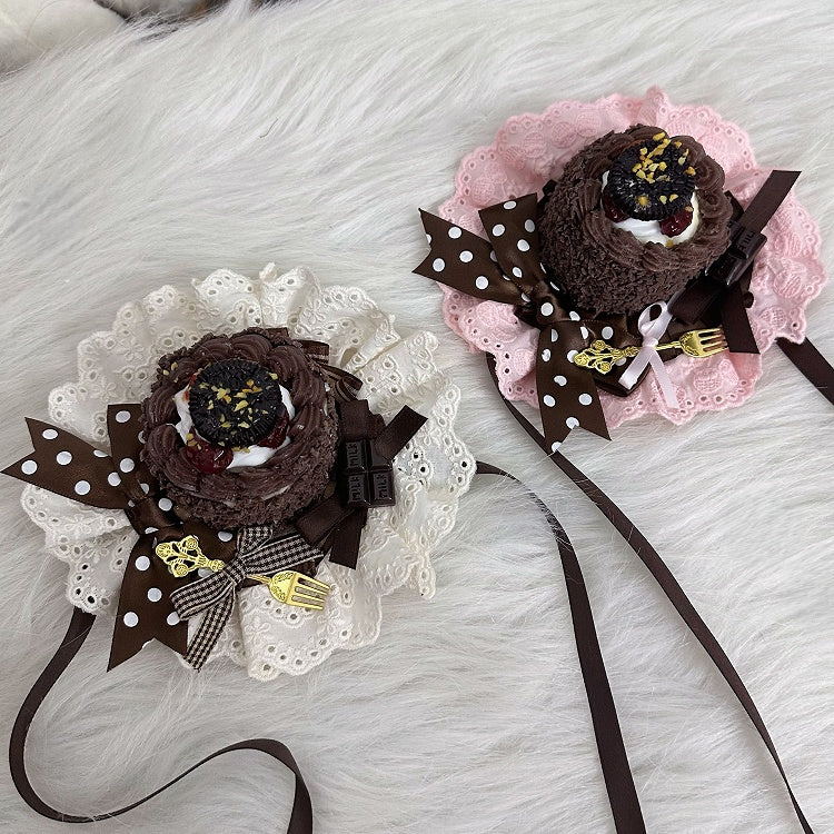 With 3 Options Sweet Mini Cake Hat Clips Lolita Chocolate Color