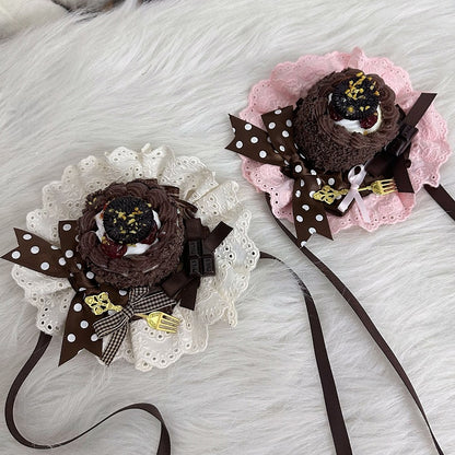 With 3 Options Sweet Mini Cake Hat Clips Lolita Chocolate Color