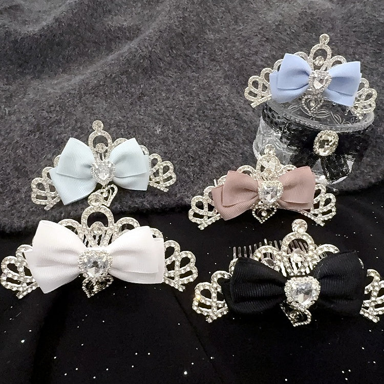 Princess Full Cute Crown Comb Bridal Japanese Birthday Accessory | Rhinestone Hair 5-Color